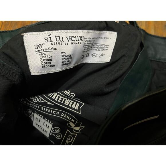 Si Tu Veux Hunter Green Wax Gordon Jeans Superstack Size 30 - Picture 4 of 4